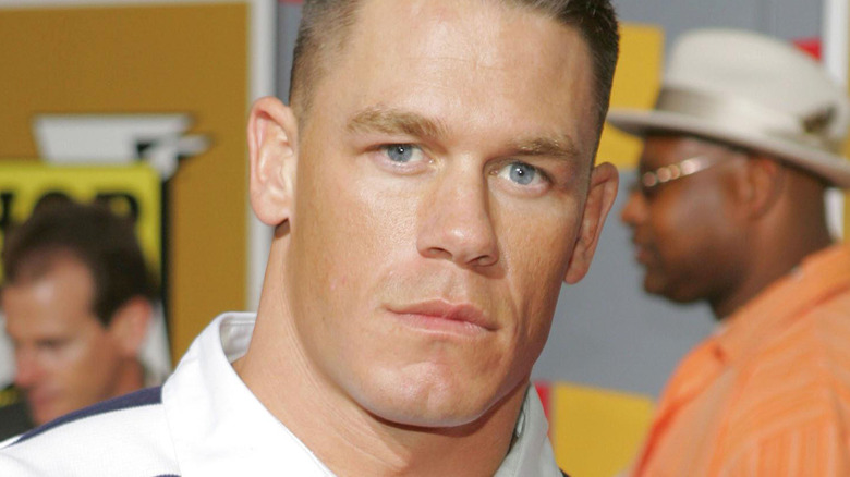 John Cena mugs for the camera