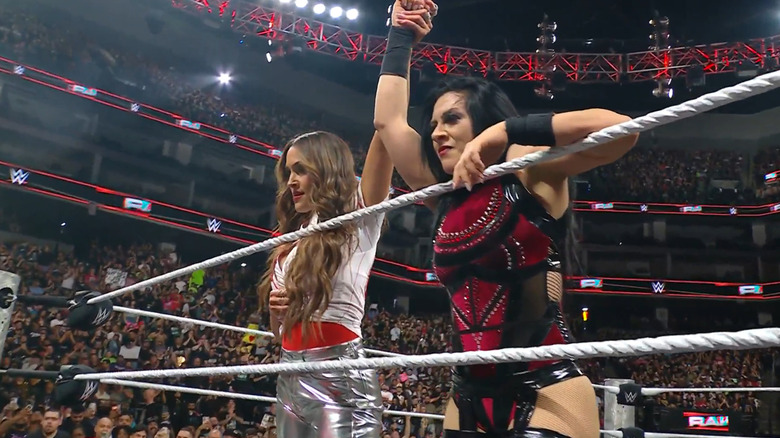 Stephanie Vaquer and Nikki Bella stand tall in the ring