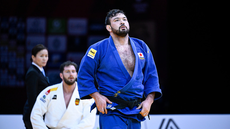 Aaron Wolf on the judo mat in Paris