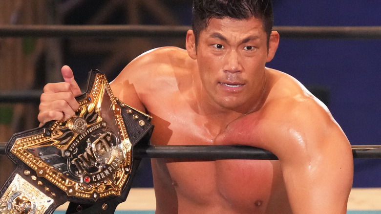 SANADA with IWGP World Heavyweight Title
