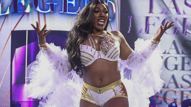 Lash Legend wearing sparkly ring gear