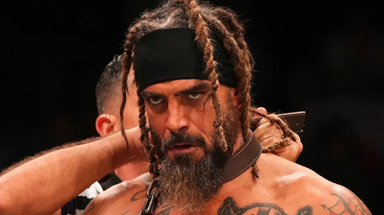 Jay Briscoe preparing for a dog collar match ROH