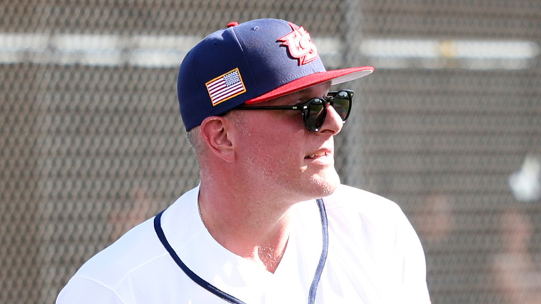 Pat McAfee dressed for baseball