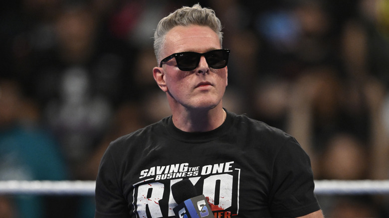 Pat McAfee speaks to the crowd during SmackDown at SAP Center