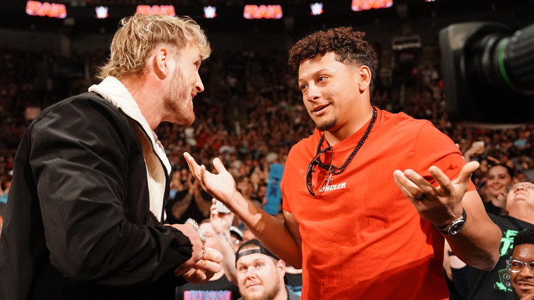 Patrick Mahomes in the audience at WWE Raw