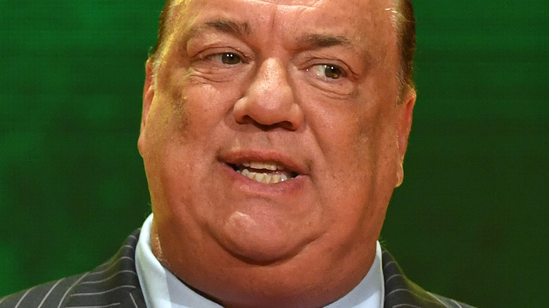 Paul Heyman speaking at a WWE press conference