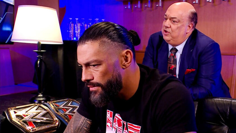 Roman Reigns and Paul Heyman backstage in WWE