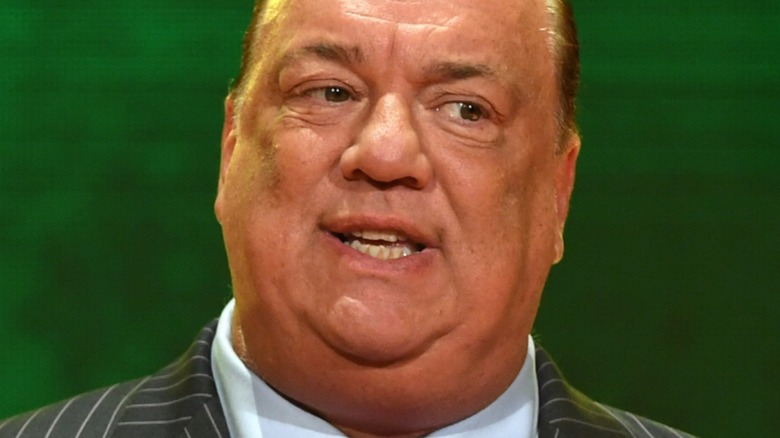 Paul Heyman speaking at a press conference