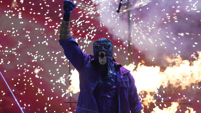 Penta makes his way to the ring during Monday Night RAW at KFC YUM! Center on May 12, 2025 in Louisville, Kentucky.