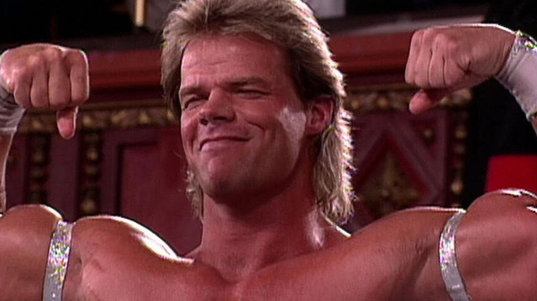 Lex Luger flexing his muscles