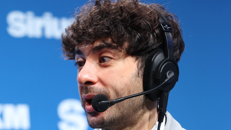 Tony Khan speaks on SiriusXM at Super Bowl LIX on February 06, 2025 in New Orleans, Louisiana.