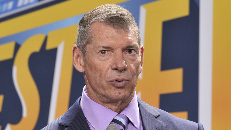 Vince McMahon at a press event