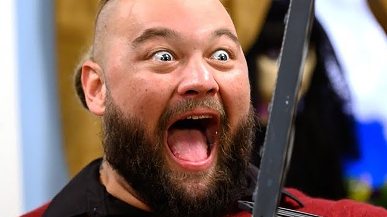 Bray Wyatt eyes wide mouth open