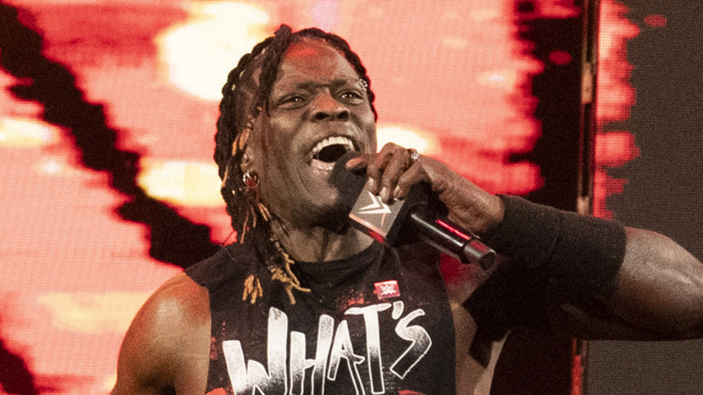 R-Truth making his entrance during Monday Night RAW at the Toyota Center on December 30, 2024 in Houston, Texas.