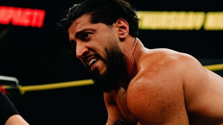 Mustafa Ali looking straight ahead