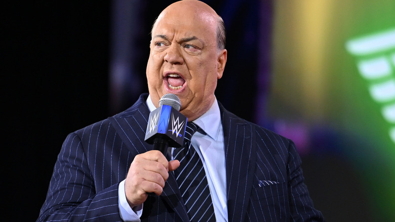 Paul Heyman speaks onstage during WWE Summer Slam Kickoff at Fanatics Fest NYC, 2026.