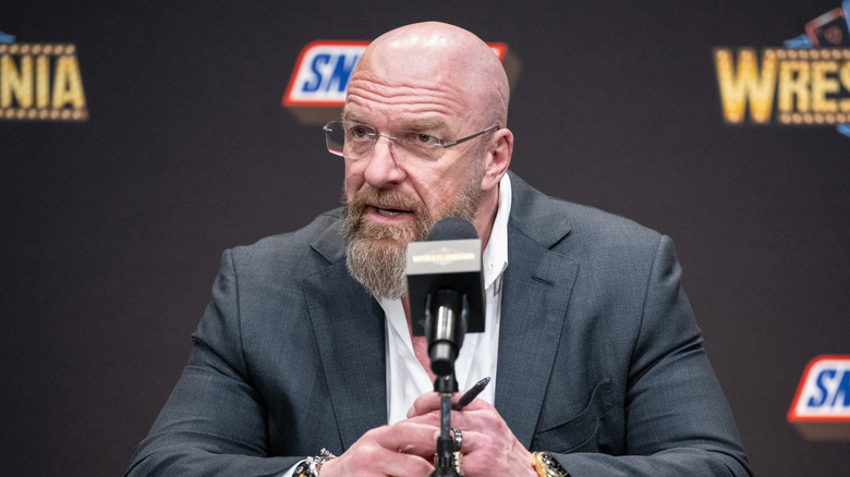 Triple H speaks at the WWE Post Show during WrestleMania 41