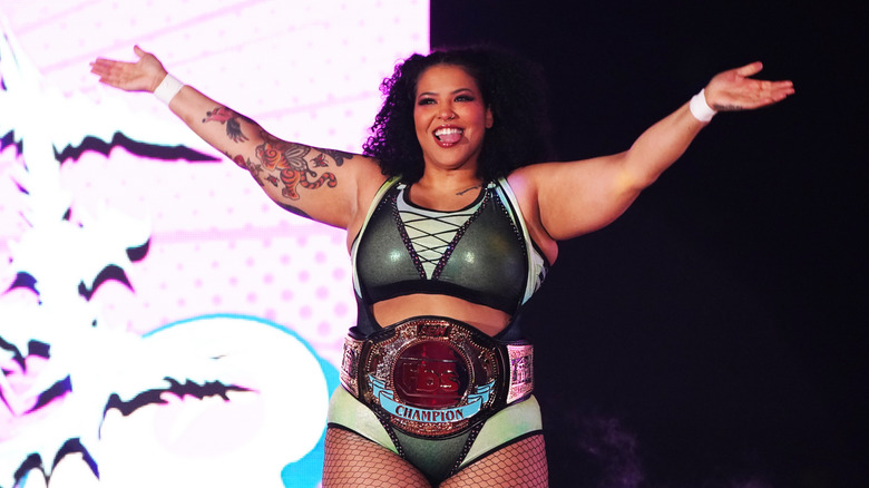 Willow Nightingale enters the ring during the Women's Pro-Wrestling 