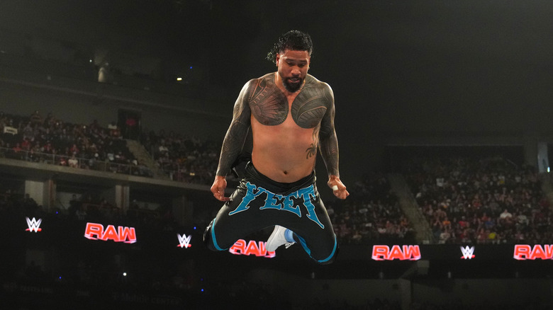 Jey Uso mid-leap