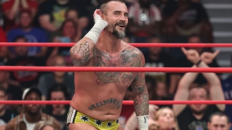 CM Punk poses for the crowd 