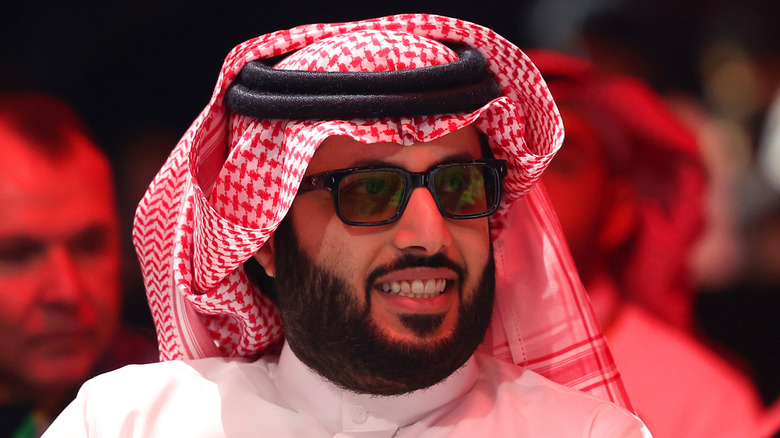 Turki Alalshikh, Chairman of the Saudi General Authority for Entertainment looks on prior to the WBA World Super Welterweight title fight between Israil Madrimov and Magomed Kurbanov on the Knockout Chaos boxing card at the Kingdom Arena on March 08, 2024 in Riyadh, Saudi Arabia.