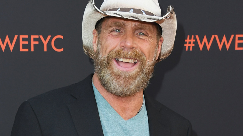 Shawn Michaels is wearing a white cowboy hat
