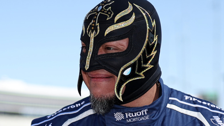 Rey Mysterio at racetrack