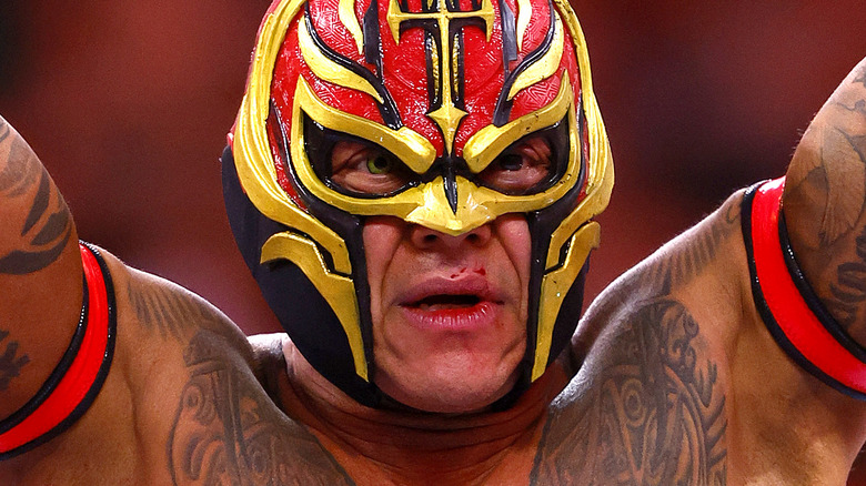 Rey Mysterio celebrating