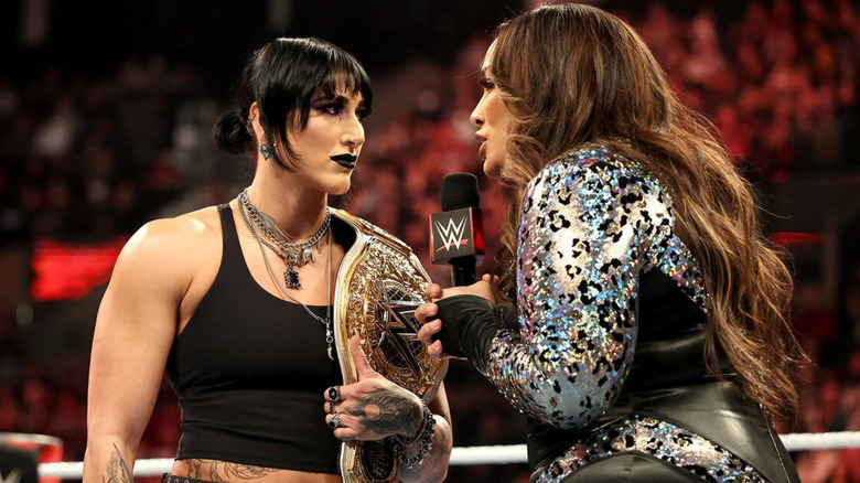 Rhea Ripley and Nia Jax staring at each other