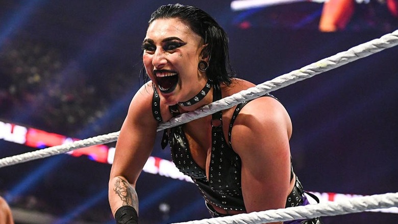 Rhea Ripley screaming in the ring 