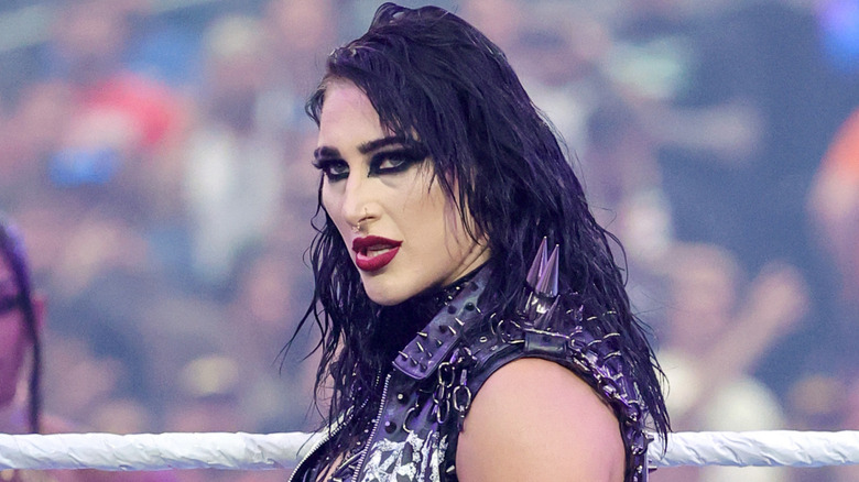Medium close-up of Rhea Ripley in the ring