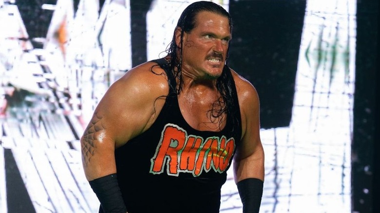 Rhino intensely makes his way to the ring