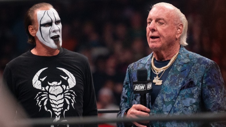 Sting and Ric Flair in the ring in AEW