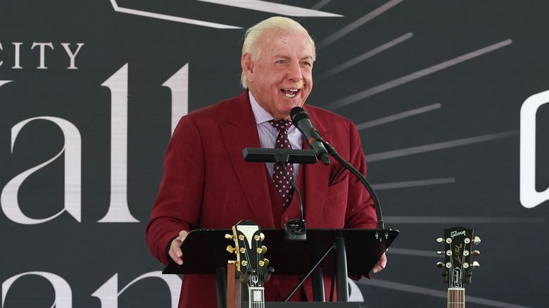 Ric Flair delivering a speech