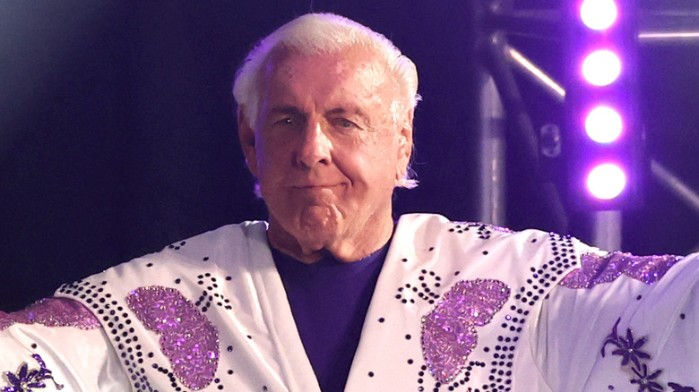 Ric Flair enters a wrestling match for the final time