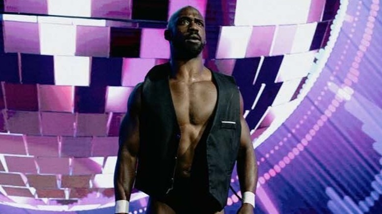 TNA star Rich Swann stares at his opponent (not pictured) as he makes his way down the entrance ramp