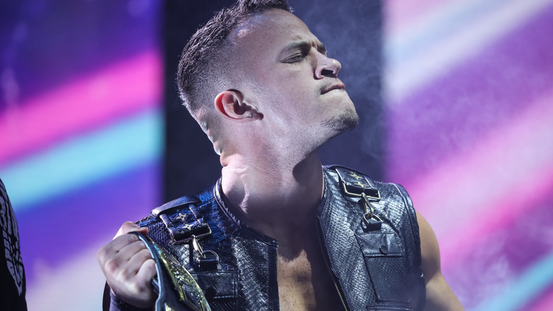 Ricky Starks holding AEW World Tag Team Championship