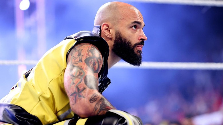 Ricochet crouching in the ring 