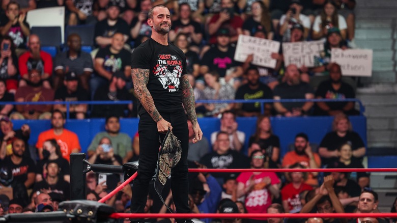 CM Punk Looks On During AEW Collision