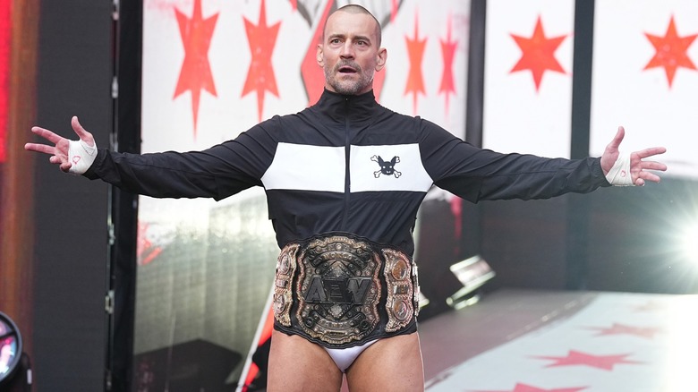 CM Punk Poses During His AEW Entrance