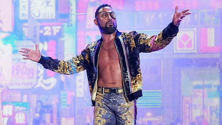 Rocky Romero makes his entrance in AEW