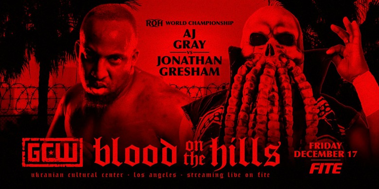 Red and Black Poster of AJ Gray Vs. Gresham