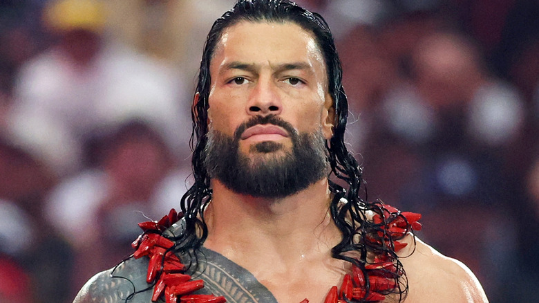 Roman Reigns wearing an Ula Fala