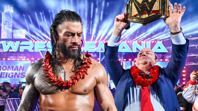 Roman Reigns and Paul Heyman at WrestleMania 40