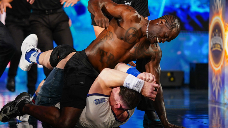 R-Truth (Ron Killings) in action against John Cena during SmackDown at Rupp Arena on June 13, 2025 in Lexington, Kentucky.