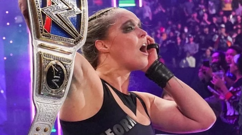 Ronda Rousey Poses With Her Title On WWE SmackDown