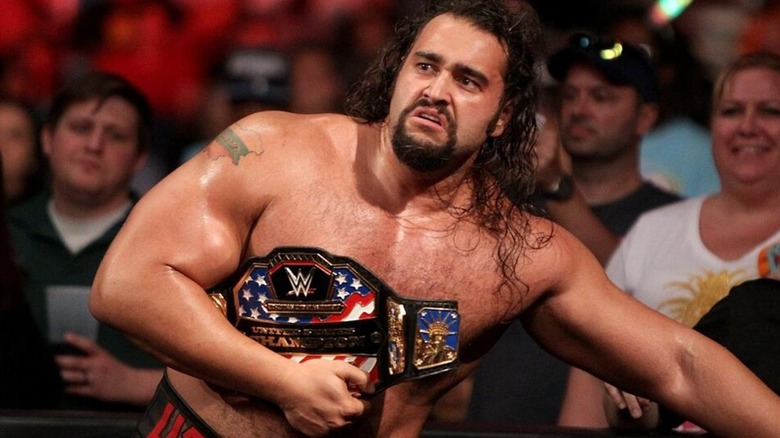 Rusev holding the US title