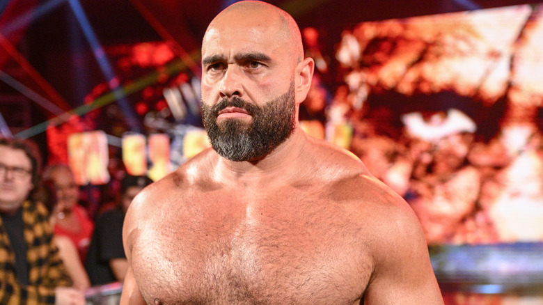 Rusev is making a serious face