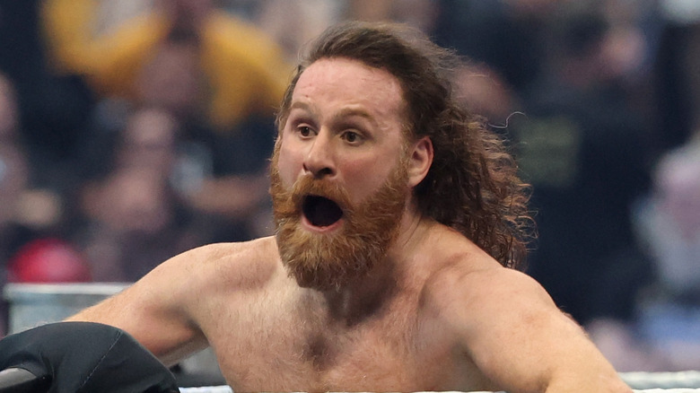 Sami Zayn with his mouth wide open