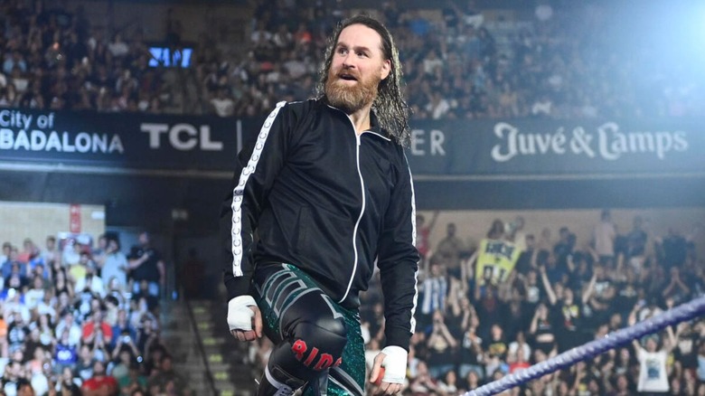 Sami Zayn poses on the ropes before a match on an episode of 